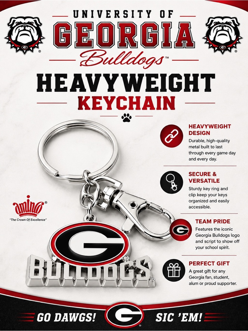 Georgia Bulldogs “G”Heavyweight Keychain